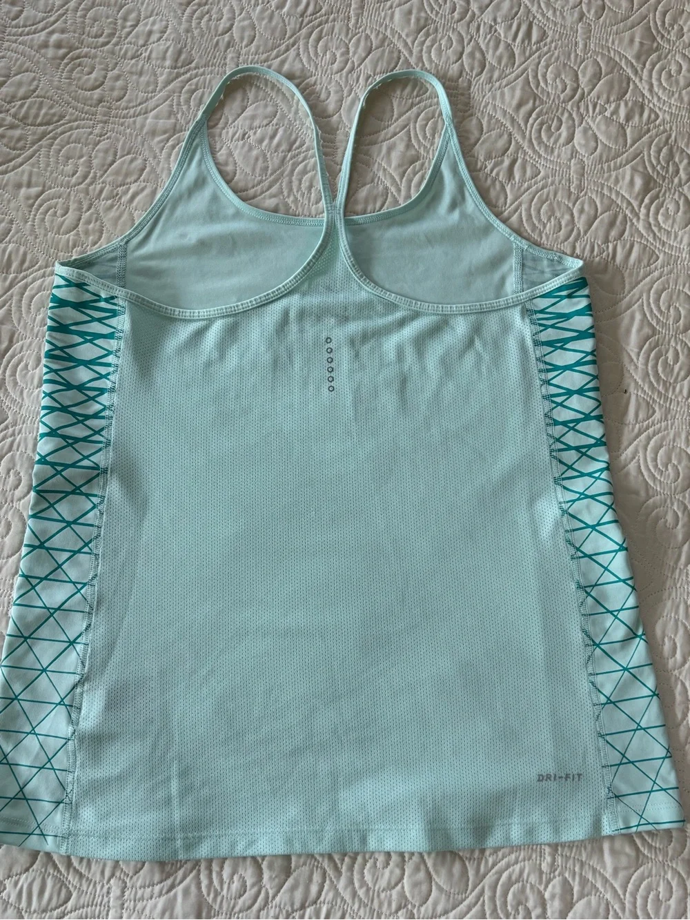 Nike Light Mint Dri Fit Racerback Tank with Geometric Side Panels